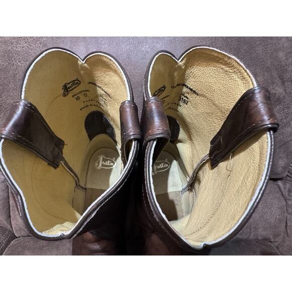Justin 3162 Brown Marbled Boots Cowboy Roper Men’s size 10D